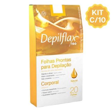 Imagem de Kit 10 Caixas Folhas Prontas Cera Depilatória Depilação Corporal Depil