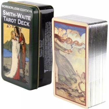 Imagem de Smith Waite Tarot Deck Borderless Edition Em Lata Com Bordas Prateadas