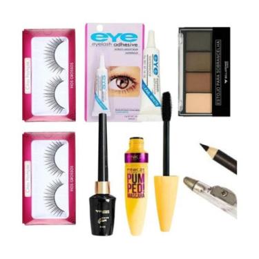 Imagem de Kit Para Sobrancelha Cílios Postiços Cola Delineador Rímel - Nova Aven