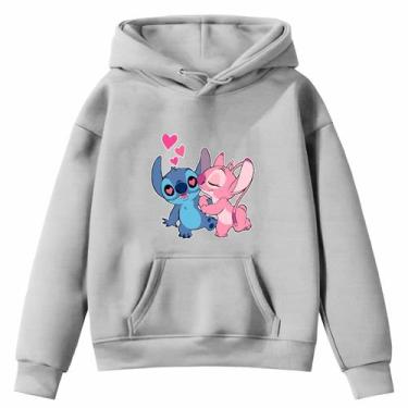 Imagem de Moletom Infantil Sti-tch Casal Desenho Infância Bolso Canguru com Capu