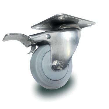 Imagem de Rodizio giratório aço inox 3 pol. com freio roda macia - Colson