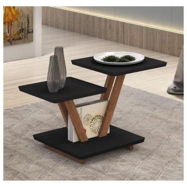 Imagem de Mesa De Centro Quadrada Sala Estar Decoração Madeira Luxo - DMOB, Pret