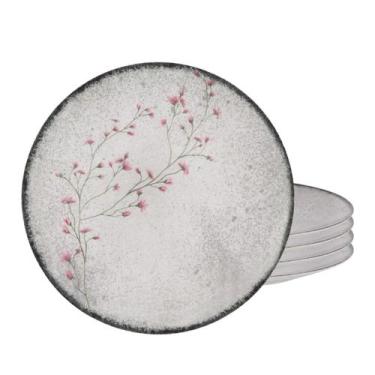 Imagem de Jogo de Pratos Raso 25cm Kit 4 Peças Em Porcelana Floralis Tramontina