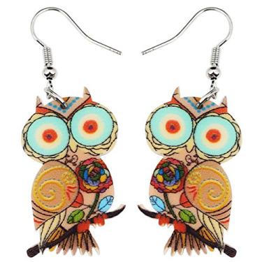 Imagem de Brincos de coruja de acrílico com pingente de pássaro, design engraçado, presente adorável para meninas, mulheres e crianças Bonsny, Acrílico, Sem pedra preciosa