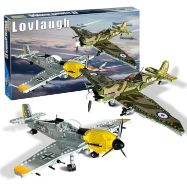 Imagem de lovlaugh WWII Military Aircraft Building Blocks Set - 997 PCS Spitfire & BF-109 Fighter Plane Models with Moving Propellers & Retractable Landing Gear (Spitfire & BF-109)