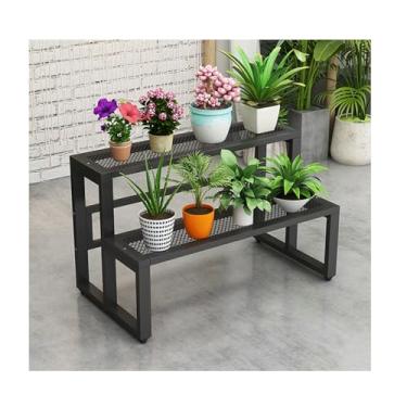 Imagem de Flower Rack，Plant Stand Indoor Outdoor，Simple Plant Stand，Step Flower Stand，Tier Plant Stand ，Storage Rack，Floor-Standing Glower Rack，for Living Room Balcony Garden，Black，White(Black A,100*40*40cm/39.