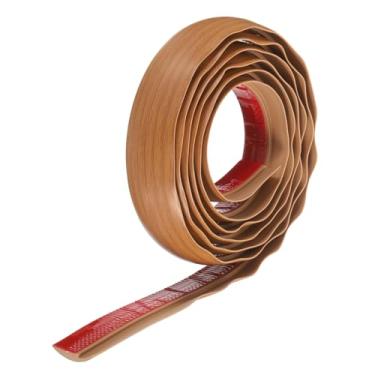 Imagem de HARFINGTON Faixa de transição de piso 3 cm 2 m Tapete de PVC autoadesivo para azulejo Acabamento de borda de transição Tira de cobertura para pisos irregulares Altura 3 mm, grão de madeira amarela