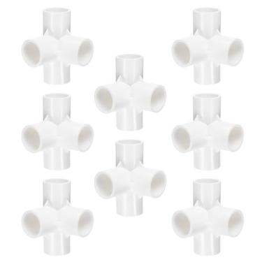 Imagem de HARFINGTON 8 peças de acessórios de tubo de PVC de 4 vias conector de tubo de cotovelo de 2,5 cm grau de construção de móveis acoplamento de tubo de 90 graus acessórios de cotovelo para esgoto