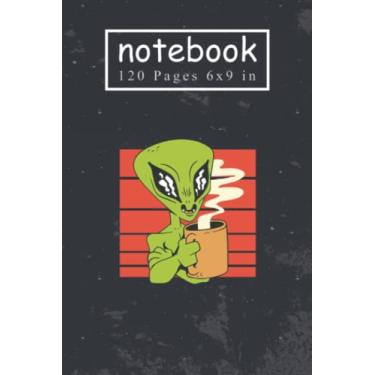 Imagem de Funny alien notebook: 120 pages college ruled 6x9 in, a5 - to plan, organize and make notes: Get your 6x9 funny alien book with many options. it is a ... gift for all milkshake fans and coffee fans.