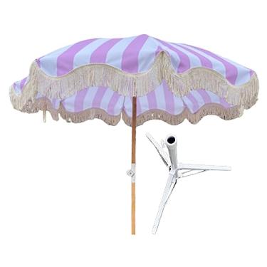 Imagem de Guarda-chuva de jardim Guarda-chuva de pátio listrado guarda-sol portátil guarda-chuva para jardim praia, mesa ao ar livre mercado guarda-chuva design inclinado abrigo de sol Base preenchível