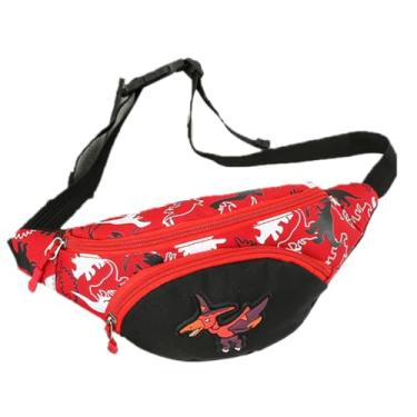 Imagem de Pochete infantil de dinossauro para crianças, pochete para meninos e , bolsas de cinto, Vermelho, 32*7*13cm, Centímetro