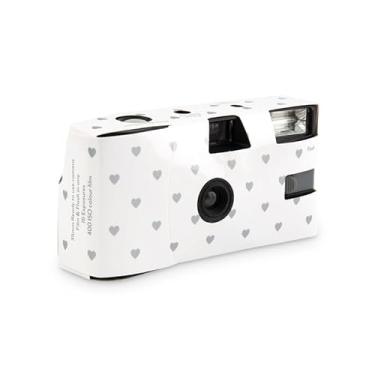 Imagem de Weddingstar Câmera descartável com flash - Câmera de filme de 35 mm de uso único para lembrancinhas de casamento ou festa - corações prateados (pacote com 10)