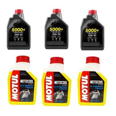 Imagem de Kit 3X Óleos Motul 5000+ 10W300 + 3X Motocool Honda Cb600 Hornet Cb650 Cbr650