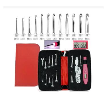 Imagem de Kit Com 12 Agulhas para Crochê com Luz De Led com Estojo - Pratico