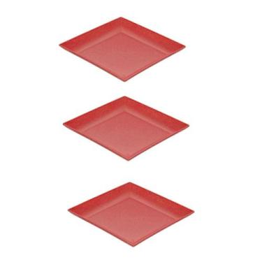 Imagem de 3un Petisqueira prato quadrado 24cm ecológico vermelho - evo