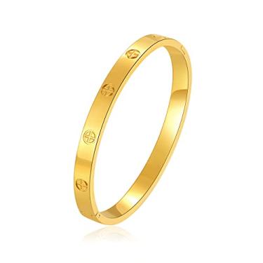 Imagem de YUFANHY Bracelete de amor banhado a ouro 18 quilates pulseira de amor para mulheres novidade e mãe filha pulseira joia oval testemunha o amor aniversário de casamento para casal, 2.36, Aço inoxidável, Zircônia cúbica