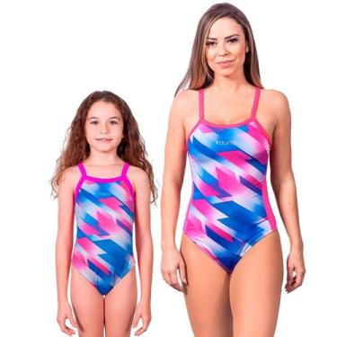 Imagem de Combo mãe e filha par maiôs violeta proteção uv 50+ kauna, 14