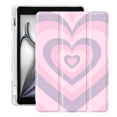 Imagem de Idocolors Capa de almofada Love Heart Cases Cute Girly Anti-Scratch à prova de choque com suporte de lápis leve Smart Tri-fold Stand Case para iPad 11 pol. Air4 2020/iPad air 5 (Número do modelo: A2325 A2588)