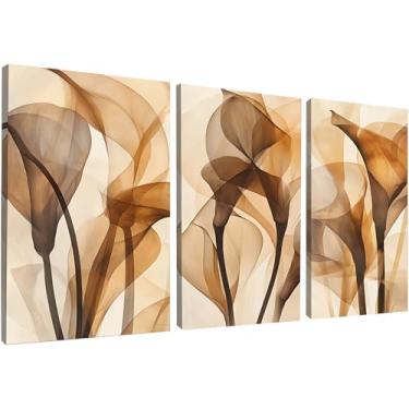 Imagem de Kit 3 Quadros Decorativos Canvas, Flores, 50x70cm, Arte Para Quarto, Sala, Corredor