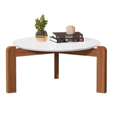 Imagem de  Mesa De Centro Para Sala Estar Redonda Madeira Orgânica Luxo - Moveis