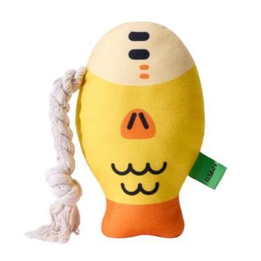 Imagem de BECHANMIG Brinquedos barulhentos para cães, brinquedos de cachorro de pelúcia com corda de puxar, brinquedos interativos para cães pequenos e médios - amarelo