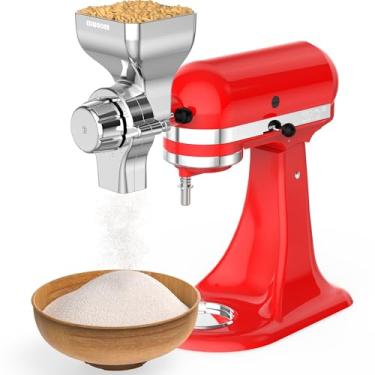 Imagem de EDWODER Acessório Para Moinho De Grãos Todo Em Metal Para Batedeira Kitchenaid, 12 Ajustes De Finura, De Grosso A Fino, Para Grãos Secos Não Oleosos De Trigo, Aveia, Arroz, Milho, Cevada, Trigo Sarr