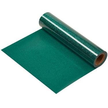 Imagem de IRON-ON HTV Rolos De Vinil De Transferência Térmica Htv Com Glitter Verde Escuro De 10" X 8 Pés Para Passar A Ferro Em Vinil Para Design De Camisas Faça Você Mesmo