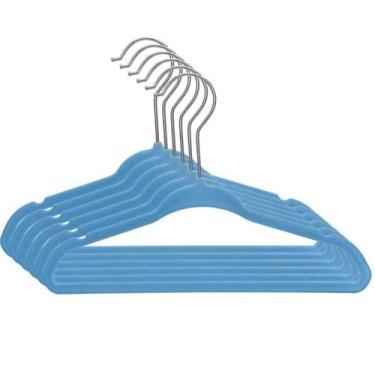 Imagem de Kit 05 Cabides Aveludados Azul Bebê Infantil - Jolitex