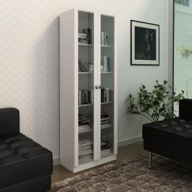 Imagem de Estante com 2 Portas de Vidro para Escritório ME4115 Branco - Tecno Mo