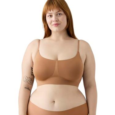 Imagem de True & Co Sutiã feminino macio com decote quadrado ajustável nas costas, Bronze, P