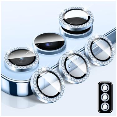 Imagem de LucBuy Protetor de lente de câmera Diamond para Samsung Galaxy S23/S23 Bling vidro temperado protetor de tela, anéis de proteção de metal de alumínio individuais adesivos de filme