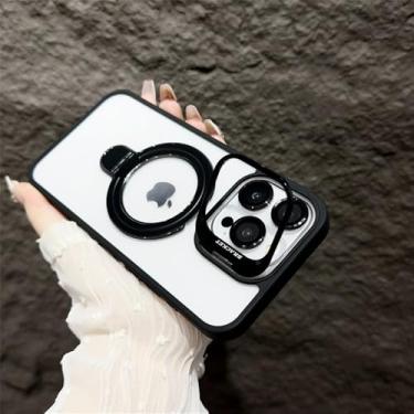 Imagem de HPQWN Capa transparente Candy Phone Case para iPhone 11 12 13 14 15 16 Pro Max Plus à prova de choque Clear Bumper Cases Cover, Preto, para iPhone 15Pro