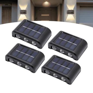 Imagem de Kit 4 Luminária Led Solar Arandela Parede Jardim 6 Leds 6s