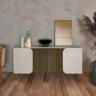 Imagem de Buffet Elegance 1,60 Metros Com 4 Portas Off White/pinho Ripa