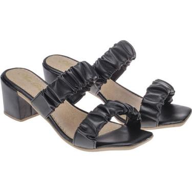 Imagem de Sandália feminina Salto Bloco Soft Comfort Tira Sanfonada Tamanco Femi