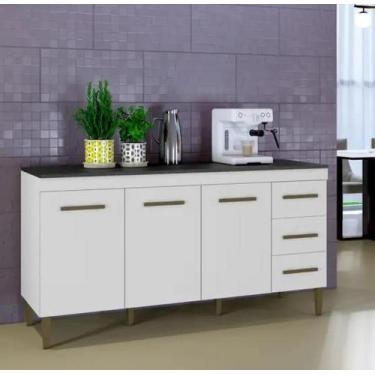 Imagem de Balcão Atenas 3 Portas 3 Gavetas Kaiki Móveis - Branco