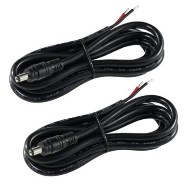 Imagem de 2 cabos de reparo de fonte de alimentação CC – plugue macho de 5,5 mm x 2,1 mm para fio desencapado, fio preto 16AWG DC para câmera de segurança CCTV, iluminação de festa, tiras de LED