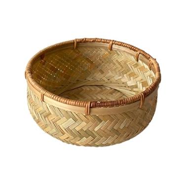 Imagem de IEUDNS Frutas tecidas que servem a cesta de servir bandeja decorativa de cesto de cesto de lanche para o quarto da sala de estar camping ao ar livre, M