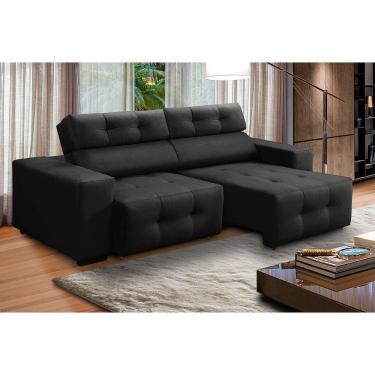 Imagem de Sofá 3 Lugares Retrátil e Reclinável Mariana 2,10m Suede Preto Madelina Decor