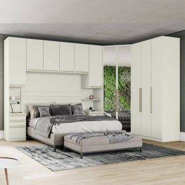 Imagem de Guarda-Roupa Casal Modulado Seletto 11 Portas 9 Gavetas com Espelho Me20 Areia - Henn