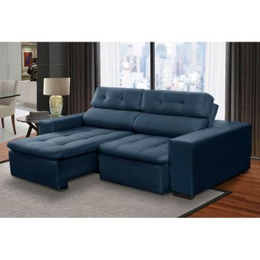 Imagem de Sofá 3 Lugares Retrátil e Reclinável Antonela 2,10m Suede Azul Madelina Decor
