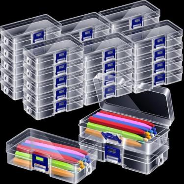 Imagem de Dcocdeely 24 peças de caixa de giz de cera de plástico transparente com tampa, organizador de giz de cera recipientes de armazenamento para arte, artesanato, escola, sala de aula, material de