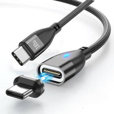 Imagem de BITHAI Cabo magnético USB C (1 metro), formato I, 100W PD e 480 Mbps, compatível com MacBook Pro/Air, iPad Pro e mais dispositivos USB C