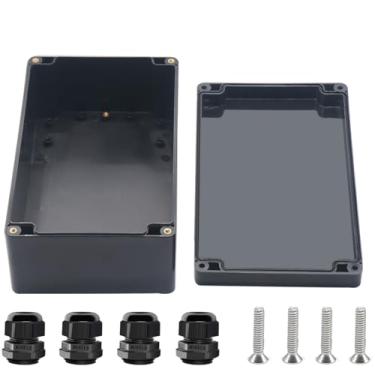 Imagem de Otdorpatio Project Box ABS Preto Caixas Elétricas IP67 Caixa Impermeável Externa Caixa de Junção Eletrônica Caixa de Alimentação com Glândulas de Cabo para Projeto DIY 7,9 x 4,7 x 3 polegadas (200 x