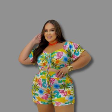 Imagem de Conjunto Plus Size Estampado Short + Cropped Regulagem 0604