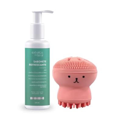 Imagem de Kit de Cuidados Faciais: Sabonete Refrescante Antioleosidade 130ml + Esponja 2 em 1 Limpeza Facial Polvo Silicone