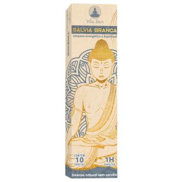 Imagem de Incenso Natural Vila Zen Sálvia Branca Caixa Com 10 Varetas - Lua Míst