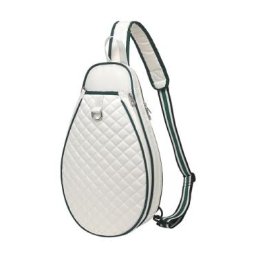 Imagem de rockible Tennis Racket Bag Tennis Backpack Tampa acolchoada detém 2 raquetes de tênis Badminton Bag, Branco Verde