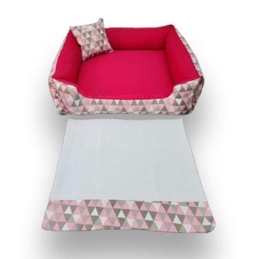 Imagem de caminha para cachorro pequeno 50x50cm + tapete higiênico lavável kit p