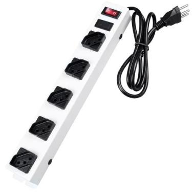 Imagem de Filtro De Linha Regua Metal 5 Tomadas Espaçadas Metal Kitec